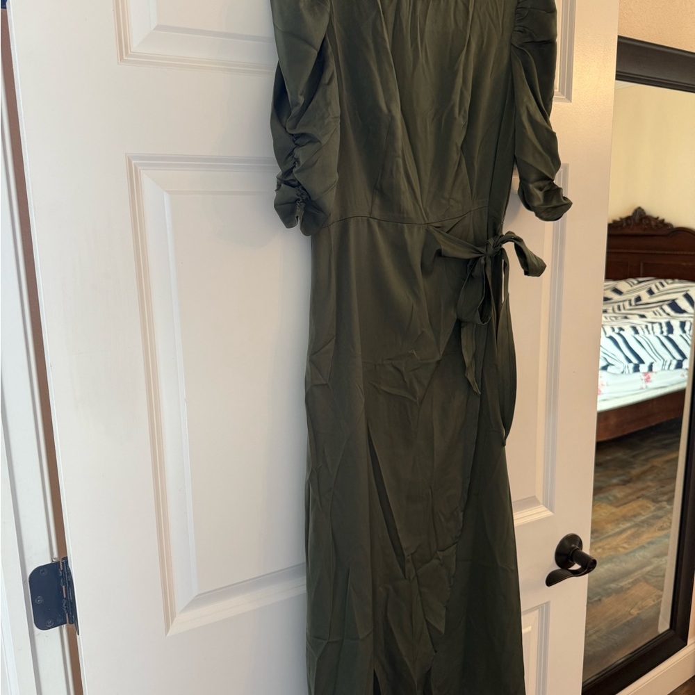 Elegant Olive Green Midi Dress